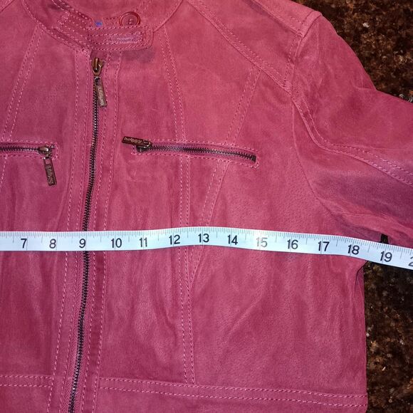 Twiggy London Suede Leather Jacket Women's Rust Moto Coat Zip Up MEDIUM - Picture 10 of 16